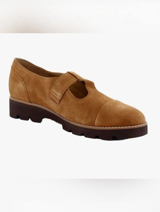 Vionic Shoes - Vionic Carmen Suede T-Strap Mary Jane Loafer in Tan